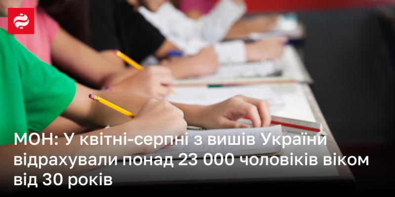 Міністерство освіти і науки повідомляє, що в період з квітня по серпень з українських вищих навчальних закладів було відраховано більше 23 тисяч чоловіків, які досягли 30-річного віку.