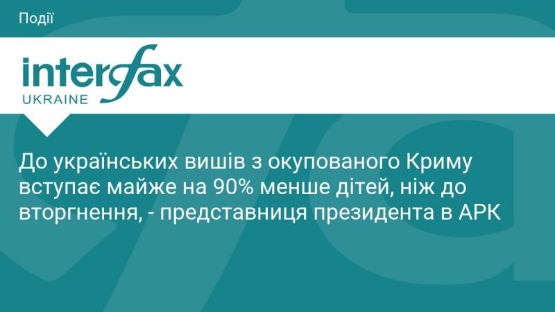 З моменту вторгнення кількість дітей, які вступають до українських університетів з окупованого Криму, зменшилася практично на 90%, повідомила представниця президента в Автономній Республіці Крим.